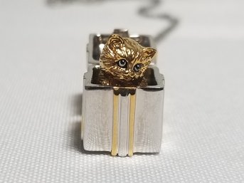 'Gift Of Love' Pop Up Cat Pendant Accented With 18k Gold Plating & A Crystal By Bradford Exchange - With COA