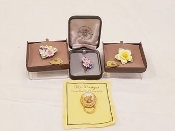 Vintage New Old Stock Ladies Porcelain & Cameo Style Pins - Royale Stratford, Hammersley & Von Designs