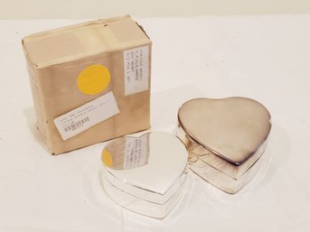 Two New Foreside India Silver Plate Heart Shaped Nesting Trinket Boxes For Save The Children