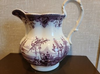 Very Rare  Vintage/Antique English Stoneware Jug With A Roman Temple Pattern By Tomas Fell England