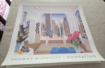 Unframed 1995 Print By Thomas McKnight 'Art Deco Room' Published By Charles And Vermilion Greenwich, CT