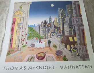 Unframed 1992 Print By Thomas McKnight 'Midtown' Published By Charles And Vermilion Greenwich, CT