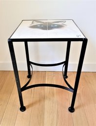 Wrought Metal Handpainted Siamese Cat Tiled Accent Table