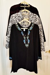 Trio Of Women's Embellished/glitzy Long Sleeve Shirts And Sweaters Sizes 1x - 2x