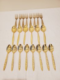 Mixed Assortment Of Vintage Gold Plated Flatware - Oneida Rogers & Dorling
