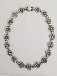 Vintage Sterling Silver Flower Choker Necklace