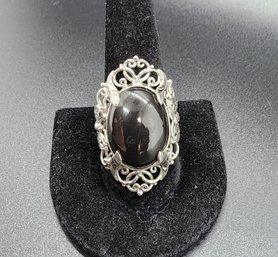 Bali, Black Tourmaline Ring In Sterling