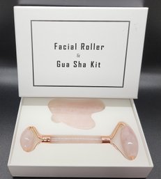 Pink Rose Quartz Facial Roller & Gua Sha Kit