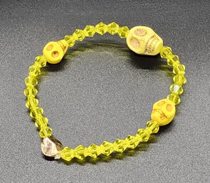 Handmade Yellow Crystal Skull Stretch Bracelet