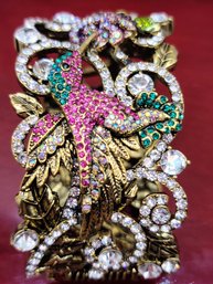 Iris Apfel Collection Sensational Rhinestone Cuff Bracelet With Hummingbird Design