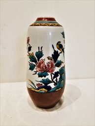 Vintage Japanese Hand Painted 9'  Pottery Vase