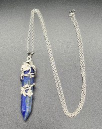 Lapis Lazuli Pendant Necklace In Stainless Steel