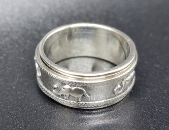 Size 7 Sterling Elephant Spinner Ring