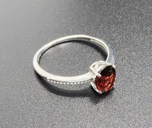 Red Garnet Ring In Sterling Silver