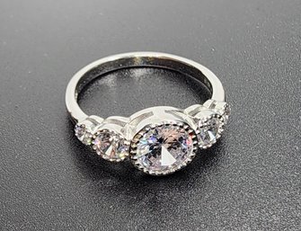 5 Stone CZ Ring In Sterling Silver