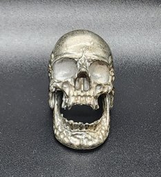 Large Skull Ring In Silvertone