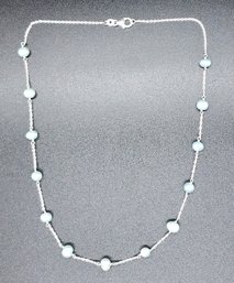 Freshwater Peacock Pearl Station Necklace In Sterling