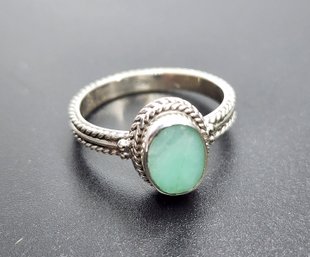 Bali, Emerald Ring In Sterling Silver