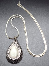Vintage Pendant & Necklace In Silvertone