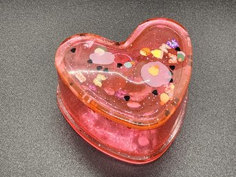 Handcrafted Pink Resin Heart Trinket Box