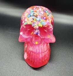 Hand Made Pink Resin Skull