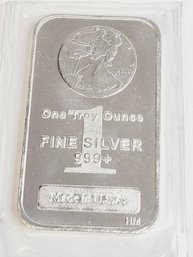 .999 Pure Silver 1 Oz Bar HM Mint With Walking Liberty Dollar Stamped  On It
