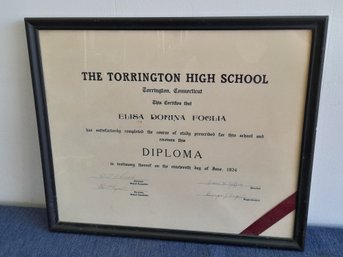 1924 Torrington High School Diploma