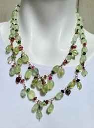 Beautiful Green Garnet And Tourmaline Necklace With Extension Clasp Attached