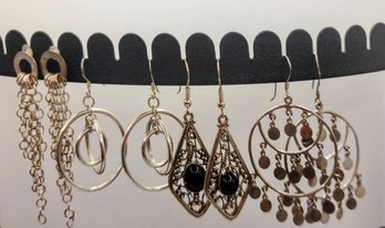 Four Pairs Of Costume Jewelry Earrings