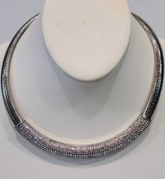 Pave Rhinestone Silver Plated Collar