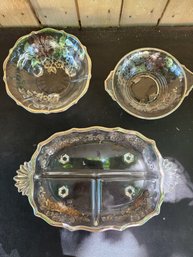 3 Vintage Silver Lace Candy Dishes