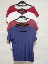 Four Ladies Short Sleeved Tops Shirt Lot Including Theory - Sizes Small & Medium