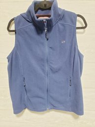 Men's Vineyard Vines By Shep & Ian Periwinkle Blue & Orange Fleece Zip Up Vest Size Large