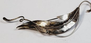 Large Vintage Sterling Silver Leaf Pin/brooch