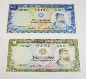 Portuguese Guinea Bank Notes - Banco Nacional Ultramarino, 100 & 50  Escudos, 1971 UNC