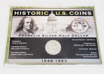 1952 Silver Franklin Half Dollar With History/info Card
