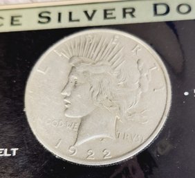 1922 Silver Peace Dollar With History / Info Card