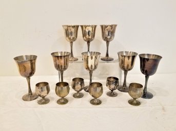 Set Of Silver Plated Wine And Miniature 2.5' Shot Goblets Salem Portugal