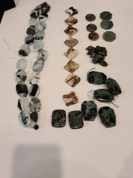 Group Of Blue, Green And Brown Stones, Lazzulite? Green & Brown Jasper?