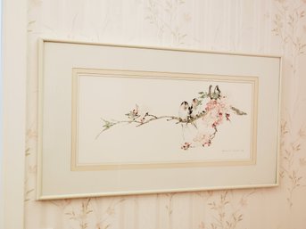 Vintage 1988 Signed Chinese Watercolor Framed Wall Art Painting