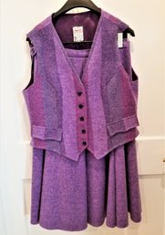 Women's Wool Vest And Lined Skirt Set By Avoca Collection Made In England Size 16