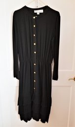 Women's Black Drop Waist Pleated Dress By Christian Dior Size 14