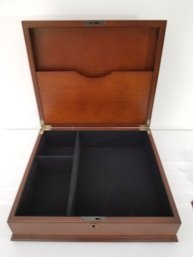Arolly Large Mahogany Wood Finish Keepsake Treasure Box With Lock, Key & Personalizer Plate