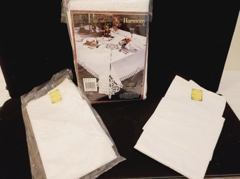 New White Cotton Battenburg Lace Tablecloths