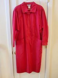 Ladies Vintage NR 1 By Ned Gould Size 16 Vibrant Red Half Zip Long Sleeved Dress