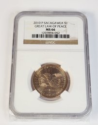 2010 P Sacagawea Golden Dollar Great Law Of Peace NGC MS66 Graded Slab