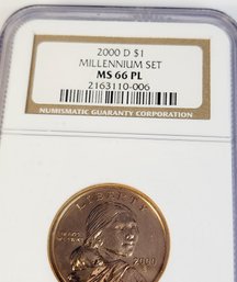 2006 D Sacagawea Golden Dollar Millennium Set  NGC MS66 PL Graded Slab