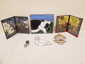 Lot Of Stained Glass - Sentiment Pieces And Animals