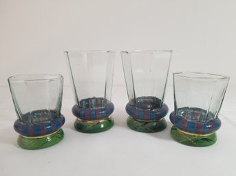 Vintage 1991 Mackenzie Childs Hand Painted Green & Blue As Seen In Star Wars Voyager Movie Glasses Rare