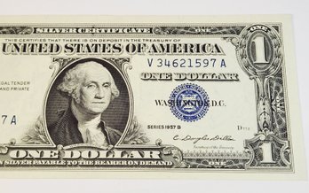 1957 $1 Dollar Blue Seal Silver Certificate Nice Crispy Condition